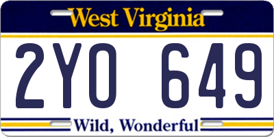 WV license plate 2YO649