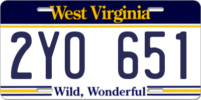 WV license plate 2YO651