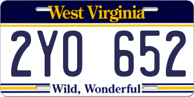 WV license plate 2YO652