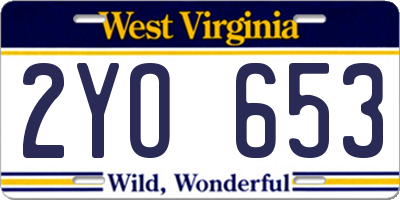 WV license plate 2YO653
