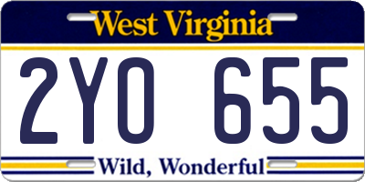 WV license plate 2YO655
