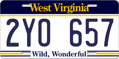 WV license plate 2YO657