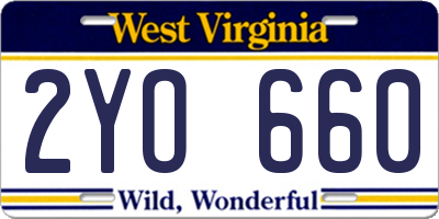 WV license plate 2YO660