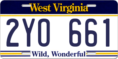 WV license plate 2YO661