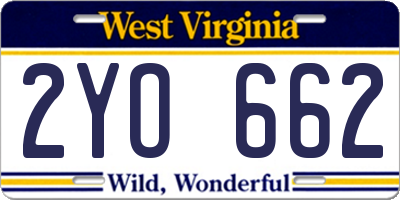 WV license plate 2YO662