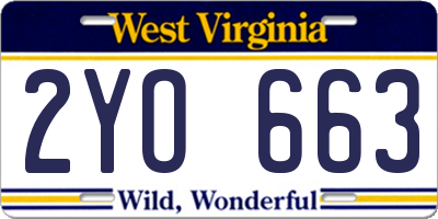 WV license plate 2YO663