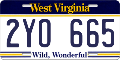 WV license plate 2YO665