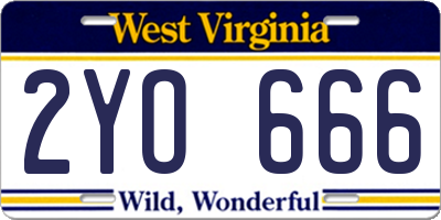 WV license plate 2YO666