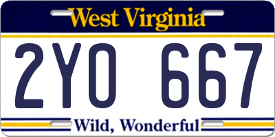 WV license plate 2YO667