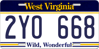 WV license plate 2YO668