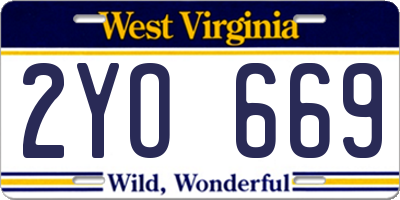 WV license plate 2YO669
