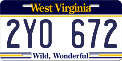 WV license plate 2YO672