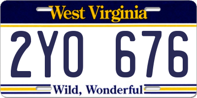 WV license plate 2YO676