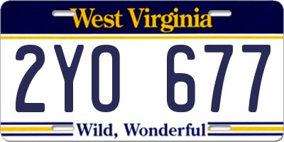 WV license plate 2YO677