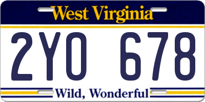WV license plate 2YO678
