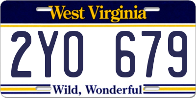 WV license plate 2YO679