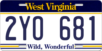 WV license plate 2YO681