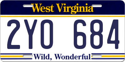 WV license plate 2YO684