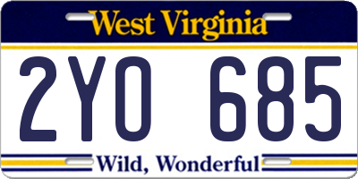 WV license plate 2YO685