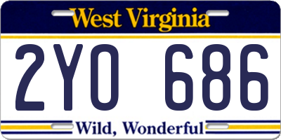 WV license plate 2YO686