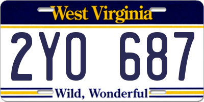 WV license plate 2YO687