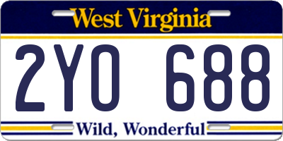 WV license plate 2YO688