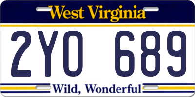 WV license plate 2YO689