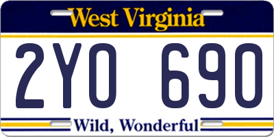 WV license plate 2YO690