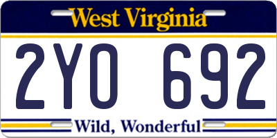 WV license plate 2YO692