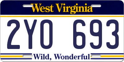 WV license plate 2YO693