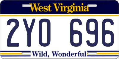 WV license plate 2YO696