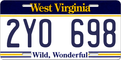WV license plate 2YO698