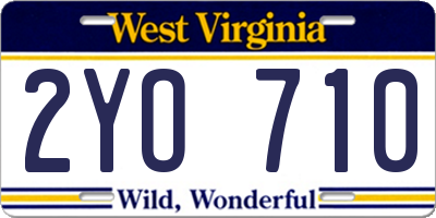 WV license plate 2YO710