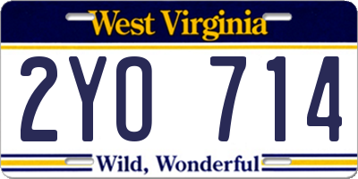 WV license plate 2YO714