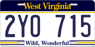 WV license plate 2YO715