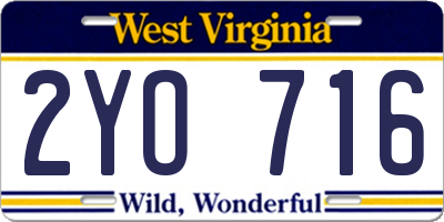 WV license plate 2YO716