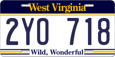 WV license plate 2YO718