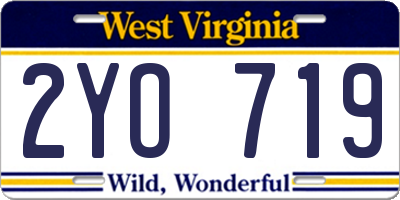 WV license plate 2YO719