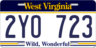WV license plate 2YO723