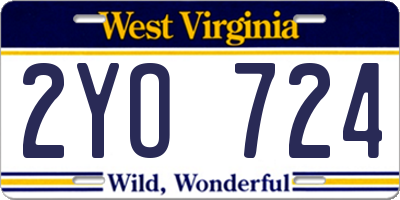 WV license plate 2YO724