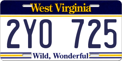 WV license plate 2YO725