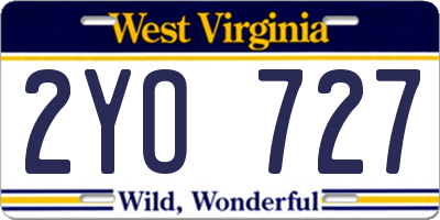 WV license plate 2YO727
