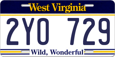 WV license plate 2YO729