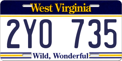 WV license plate 2YO735