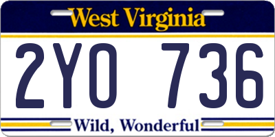 WV license plate 2YO736