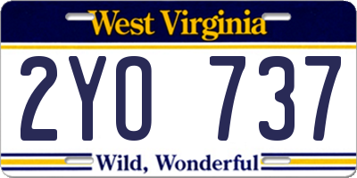 WV license plate 2YO737