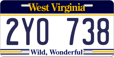 WV license plate 2YO738