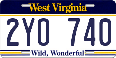 WV license plate 2YO740