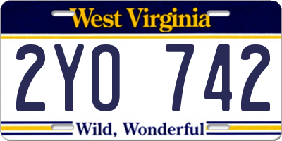 WV license plate 2YO742