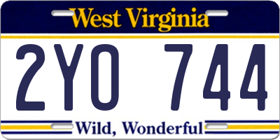 WV license plate 2YO744